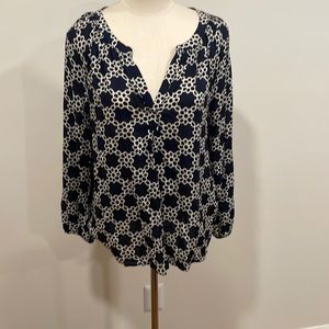 Boden Navy and white blouse
